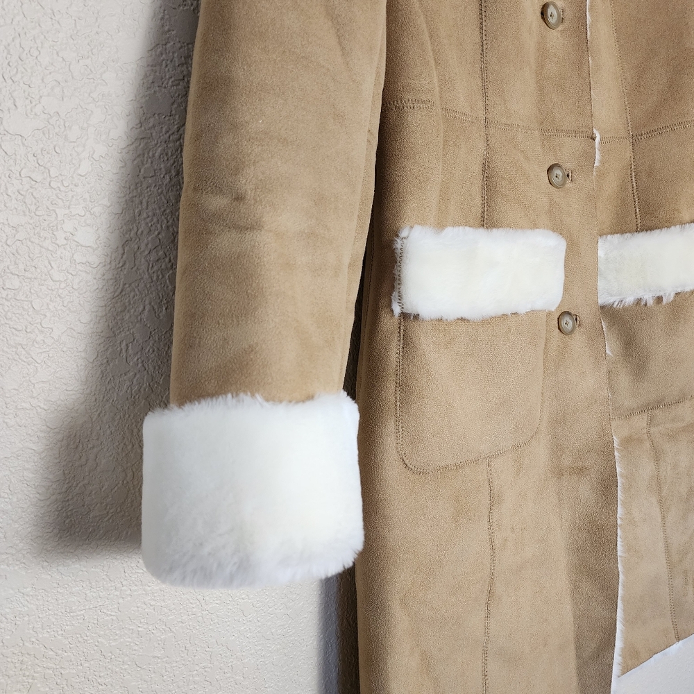 LOFT Faux Suede Faux Fur Coat Women's Size 6 - Picture 5 of 13